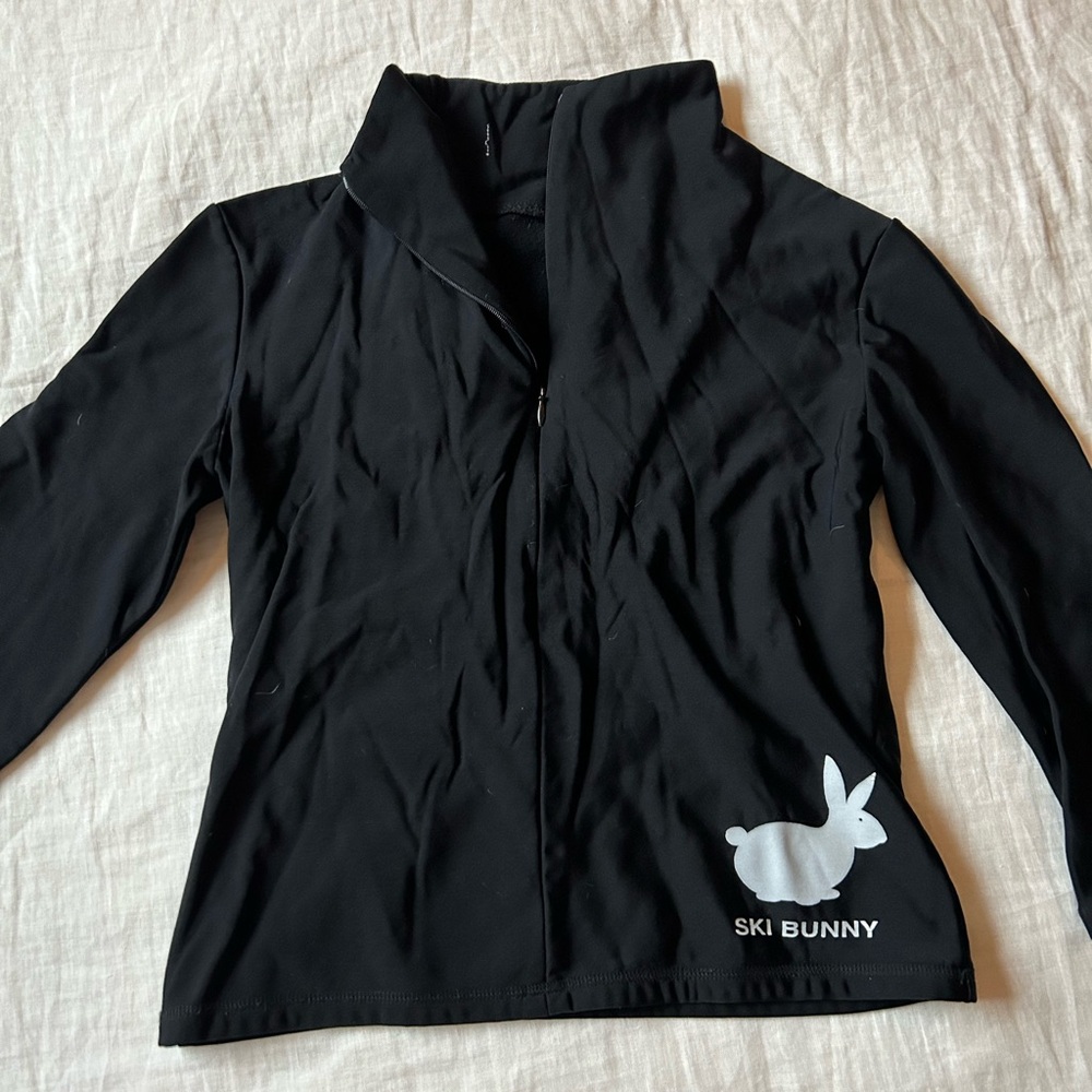 Moschino🐇🎿 Black Half Zip Ski Bunny Pullover Small